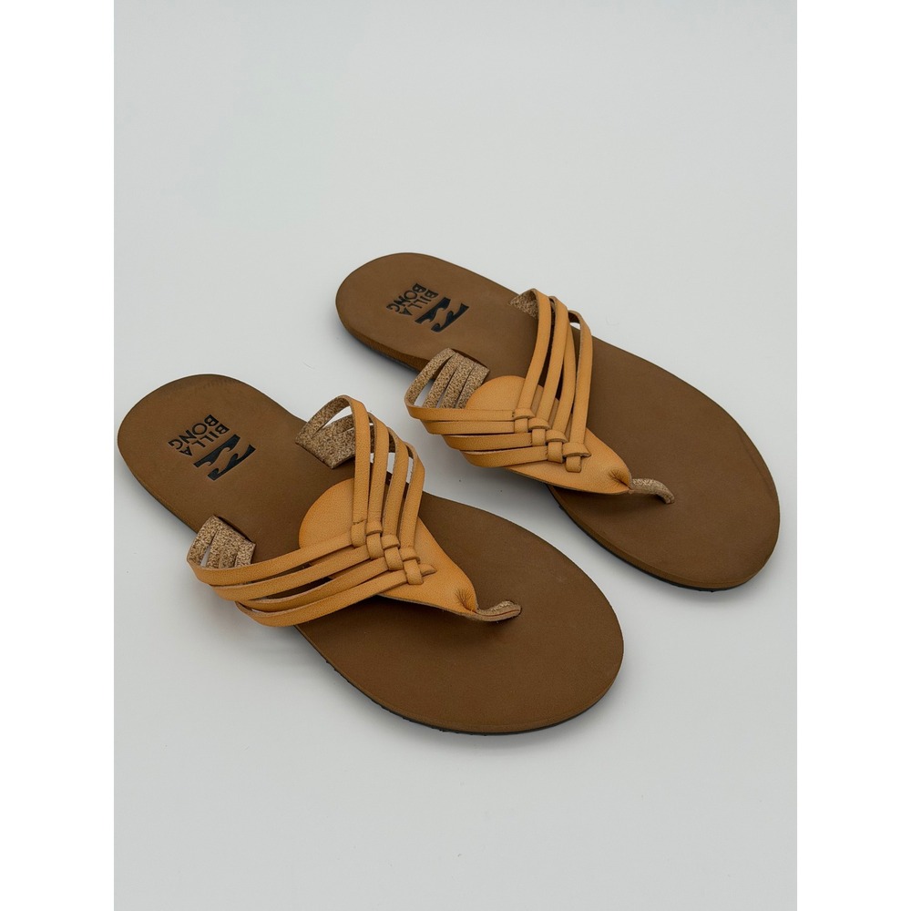 Billabong Panama Tan Braided Multi Strap Flip Flop Sandals Women's Size 8 NWOT
